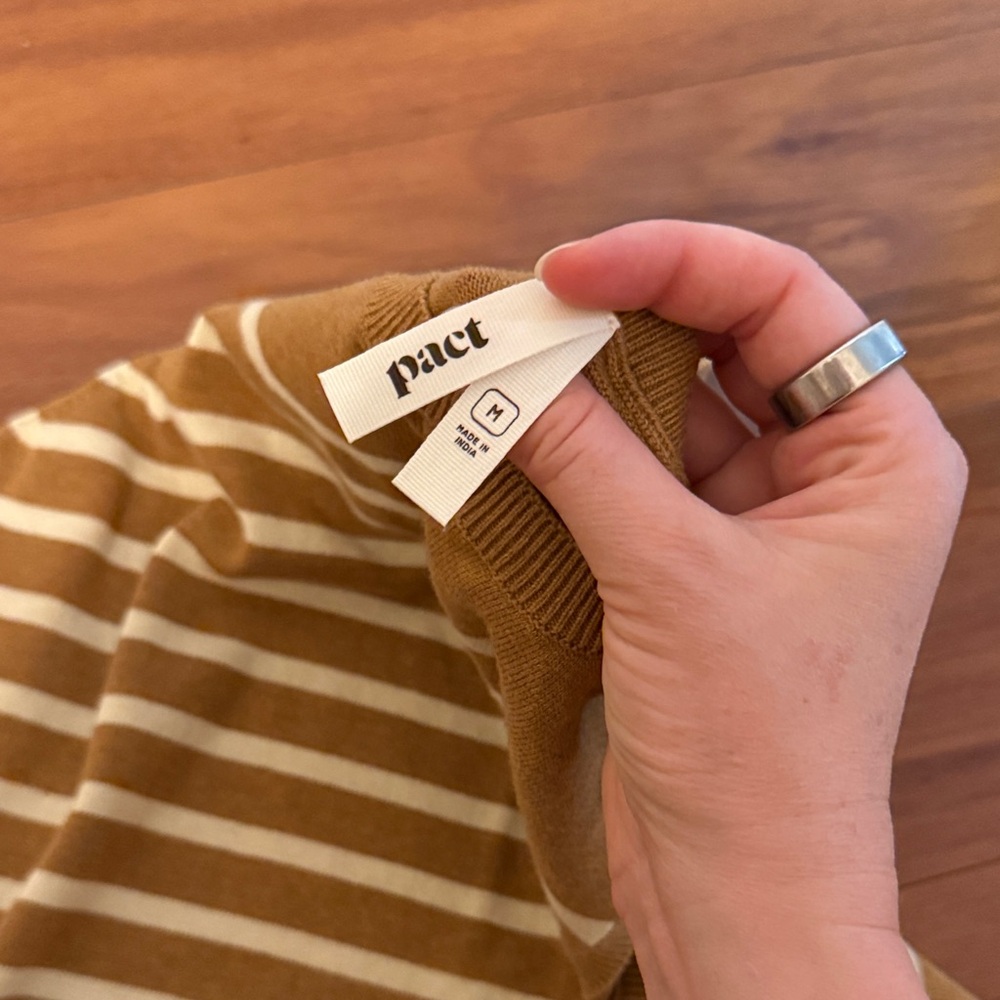 PACT Striped Sleeveless vest in Brown and White organic cotton medium - Picture 4 of 5